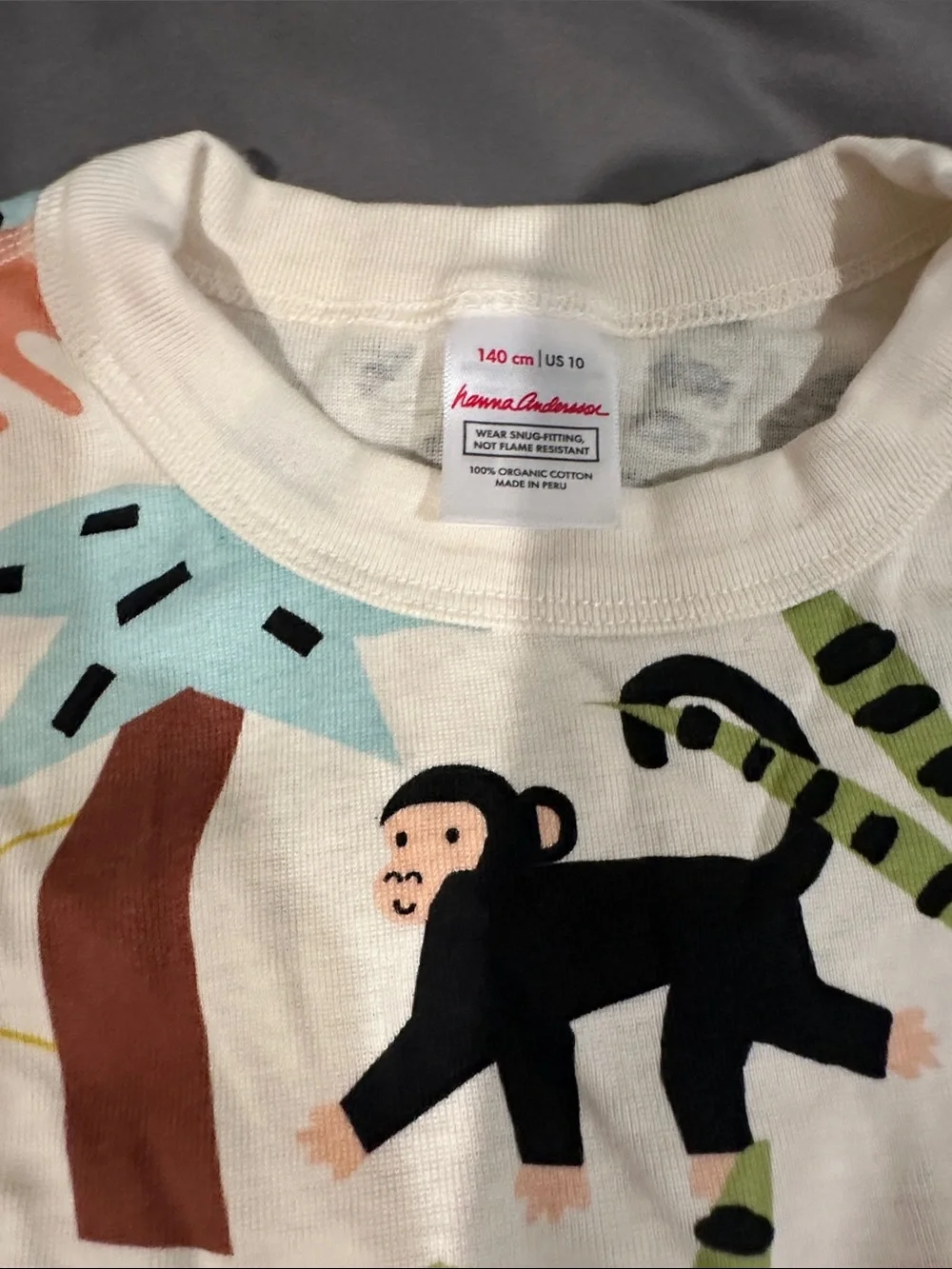 Kids Jungle Monkey Pajama Set - White with Multicolor Print